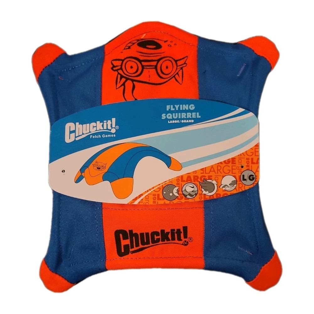 Chuckit! 2 PACK FLYING SQUIRREL Dog  Toy Floating Flyer Glowing Paws LARGE 11"